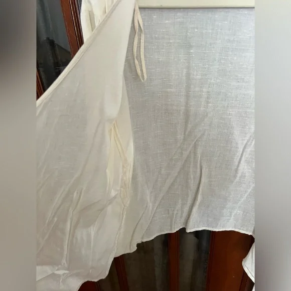 Free People Cotton Blend Wrap Shirt Top Coverup w Bell Sleeves Cream Ivory EUC - Picture 6 of 12